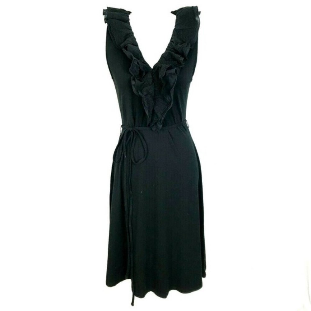 LRL Lauren Ralph Lauren Black Ruffle Sheath Dress